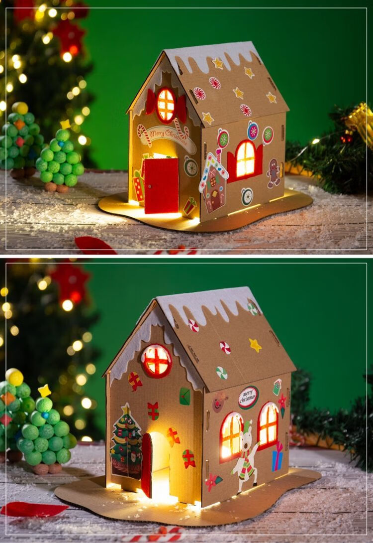 北国e家圣诞节diy手工礼物饼干屋幼儿园儿童小鹿背包装饰装扮制作材料