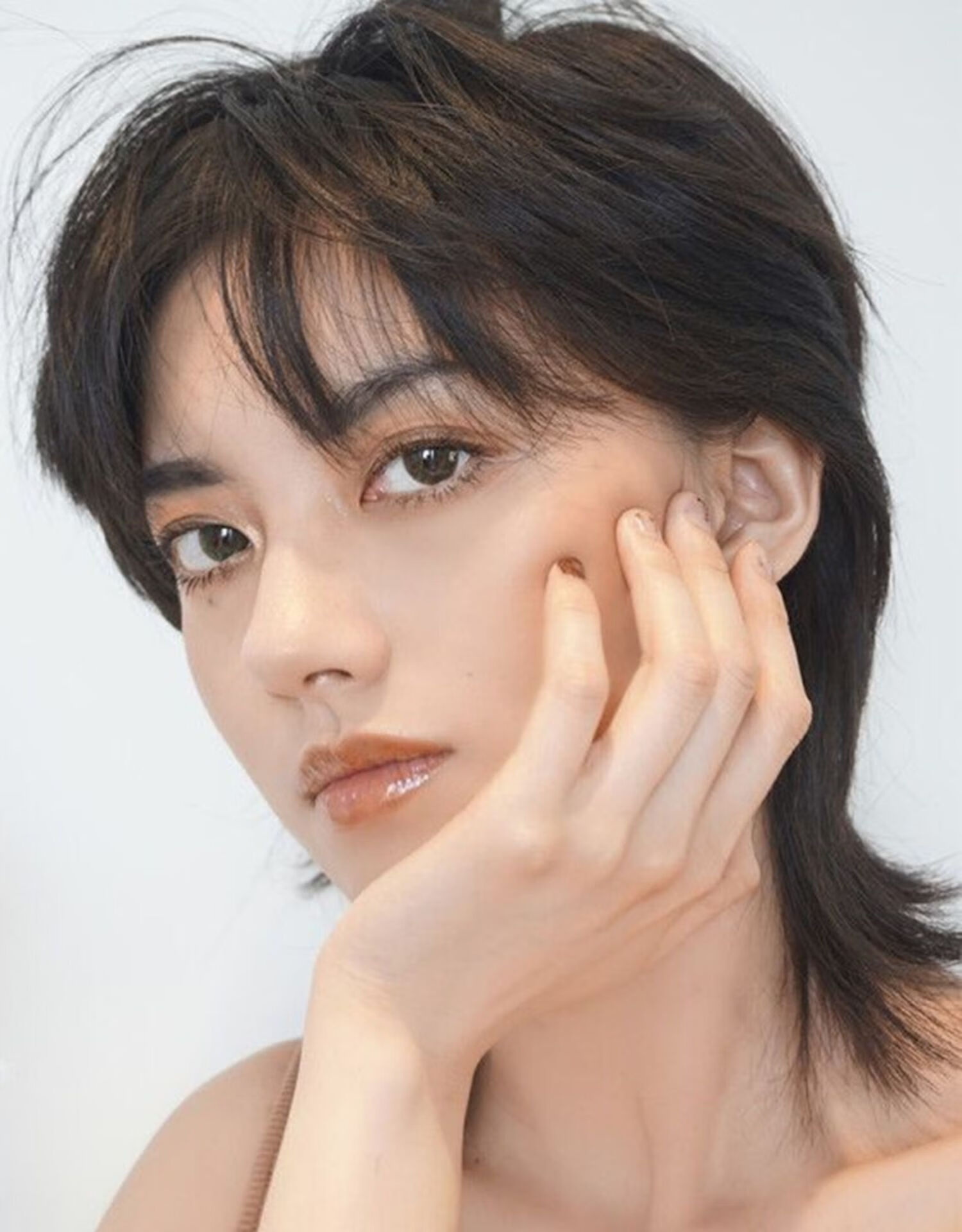 天使丝丝假发男短卷发网红鲻鱼头帅气男士韩版蓬松学生全头套 黑 发网