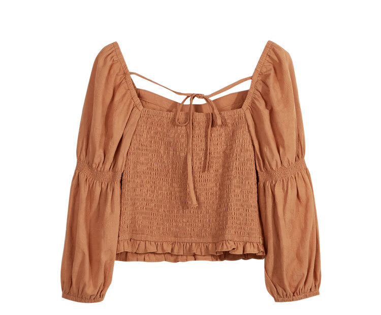 三福2021夏季女装复古藕节袖气质舒适短款上衣女439111 绿色 170/92a