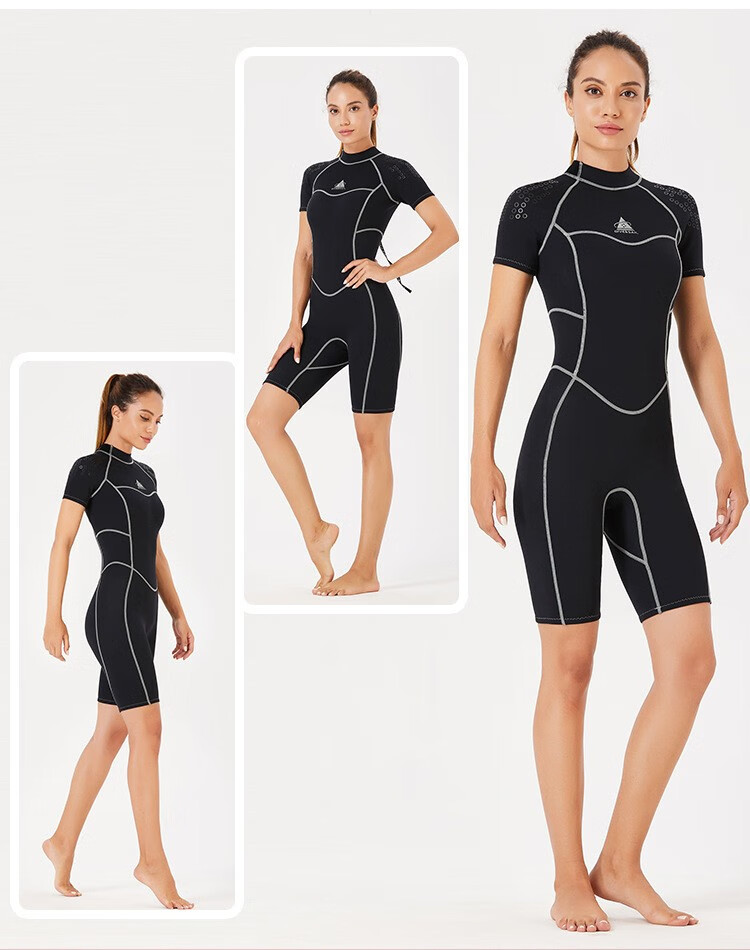 divesail15mm男女新款连体短袖潜水衣保暖防晒橡胶衣防水母泳装男款