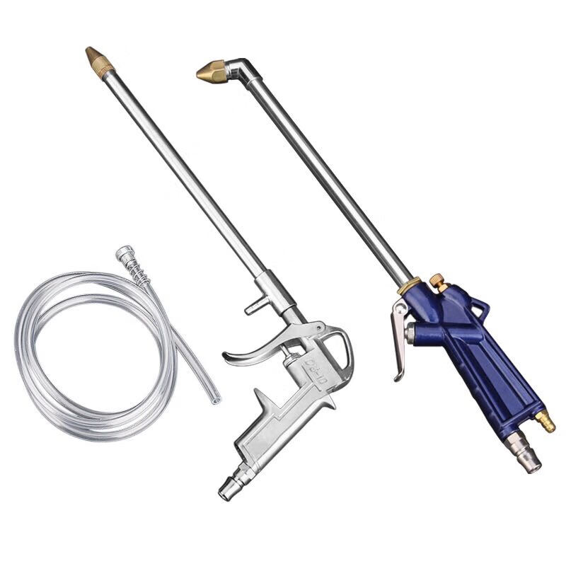 气动清洗枪吹尘枪水气两用吹尘枪弯头带壶清洗枪汽车发动机清洗 银色