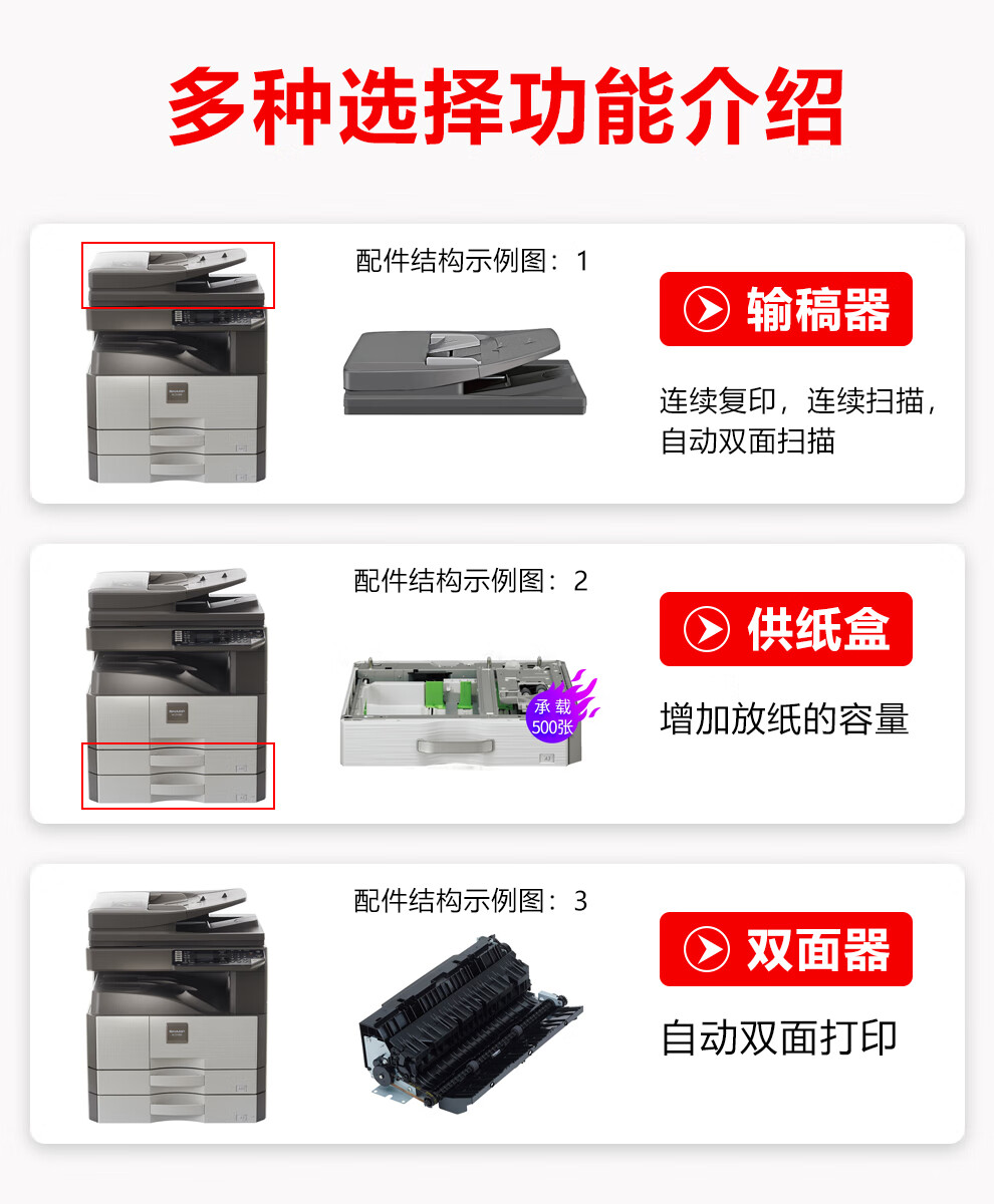 夏普原装ar2348sv复印机a3a4无线黑白激光复合机商用彩色扫描双面打印