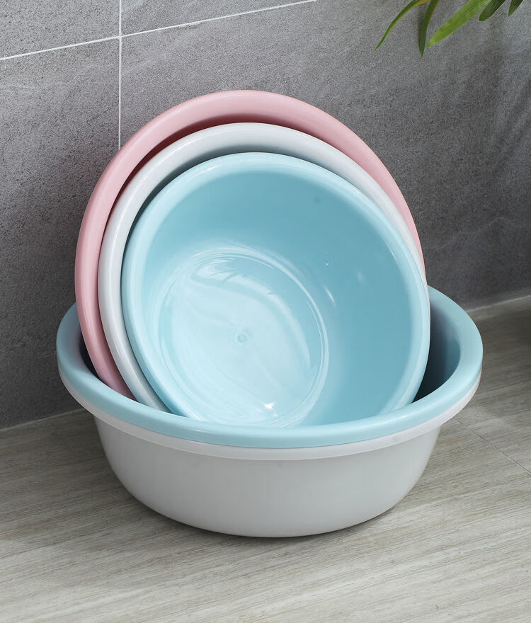 【加深设计三件套】圆形加厚塑料家用洗脸盆婴儿盆洗衣盆洗脚盆子