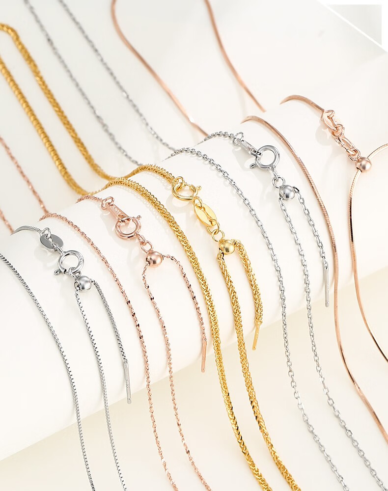 金项链女素链针式链肖邦链穿珠蛇骨链彩金锁骨毛衣链 肖邦链-白金色