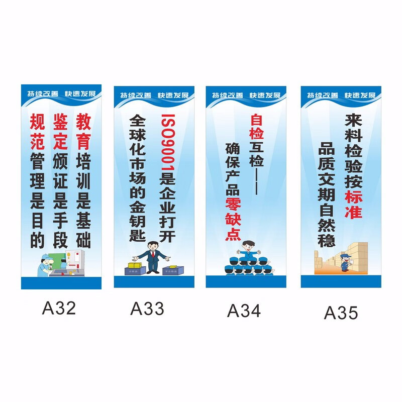 展板企業工廠車間安全品質宣傳畫實驗室標語1316一共4張尺寸30x90cm