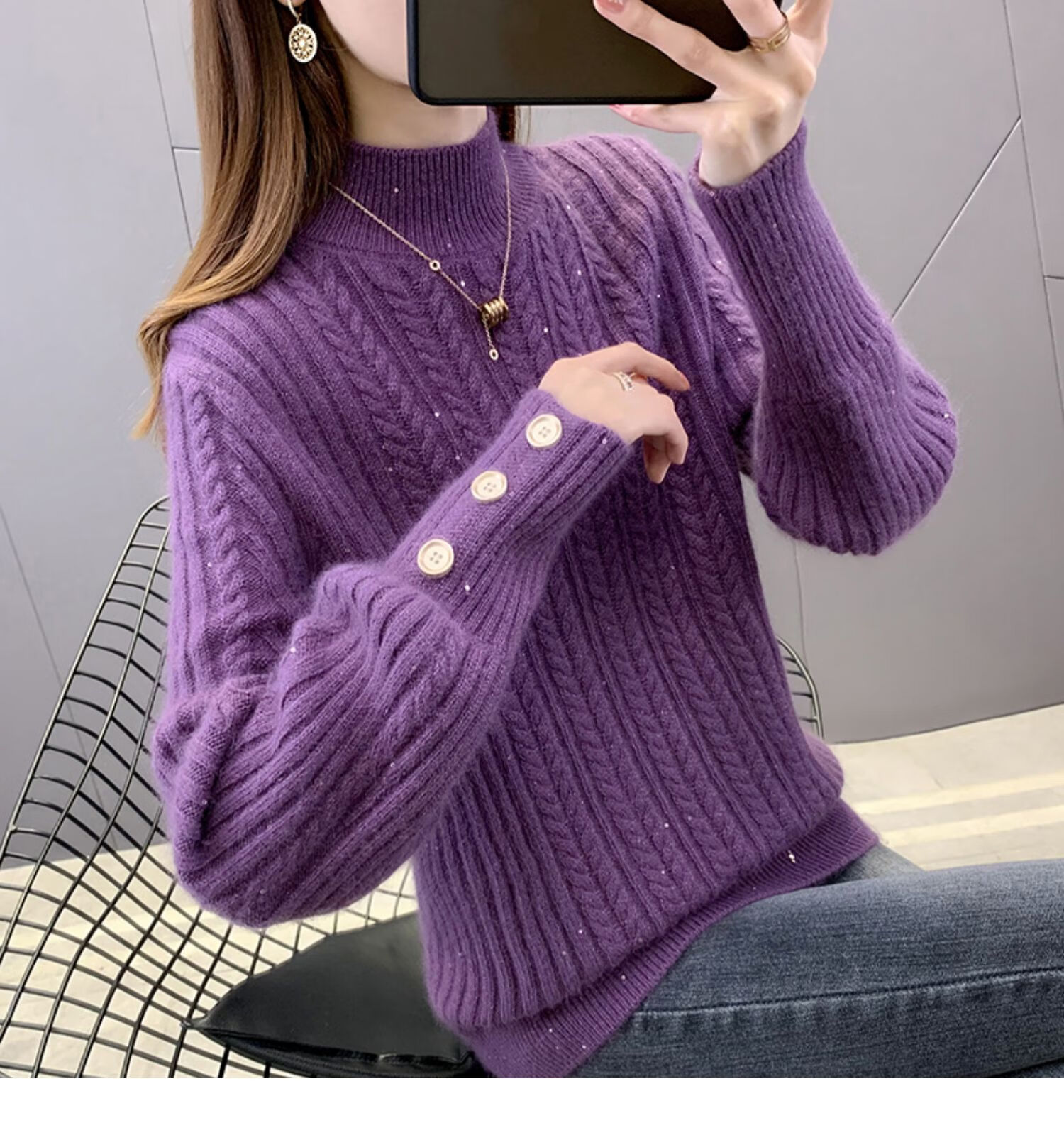 半高领加厚毛衣女宽松2020年秋冬新款女士内搭洋气麻花针织打底衫