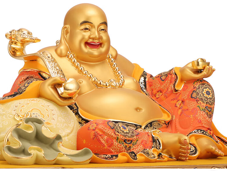 安天亲民 弥勒佛台湾大号彩绘纯铜弥勒佛像笑佛大肚佛弥勒佛供奉家用