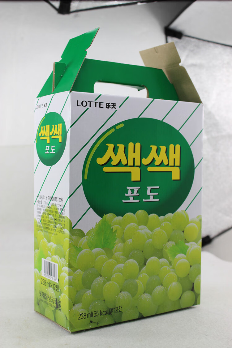 韩国进口饮料网红乐天lotte葡萄汁果汁果肉饮品238ml*12罐 礼盒装