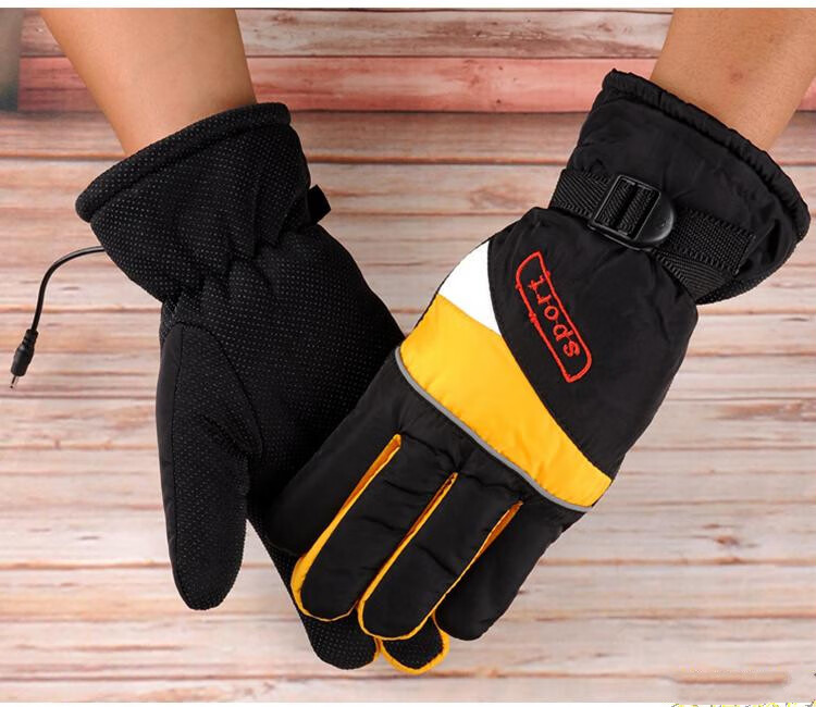 防寒摩托车充电手套冬季男女发热电热手套电瓶车保暖电加热把套 电动