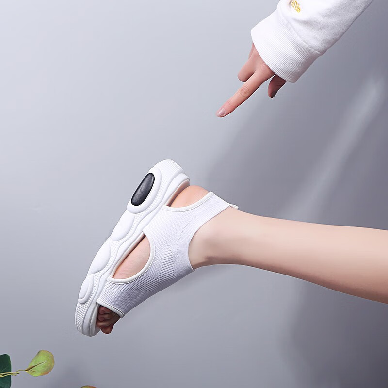 dai运动凉鞋女2021夏季新款厚底百搭软底沙滩鞋休闲飞织鱼嘴鞋女白色