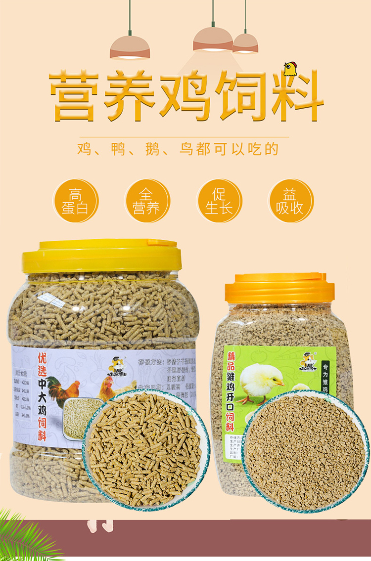 小鸡饲料小鸡崽吃的小袋开口食物小鸭子鹅鸡仔食宠物鸡宝宝颗粒 精品