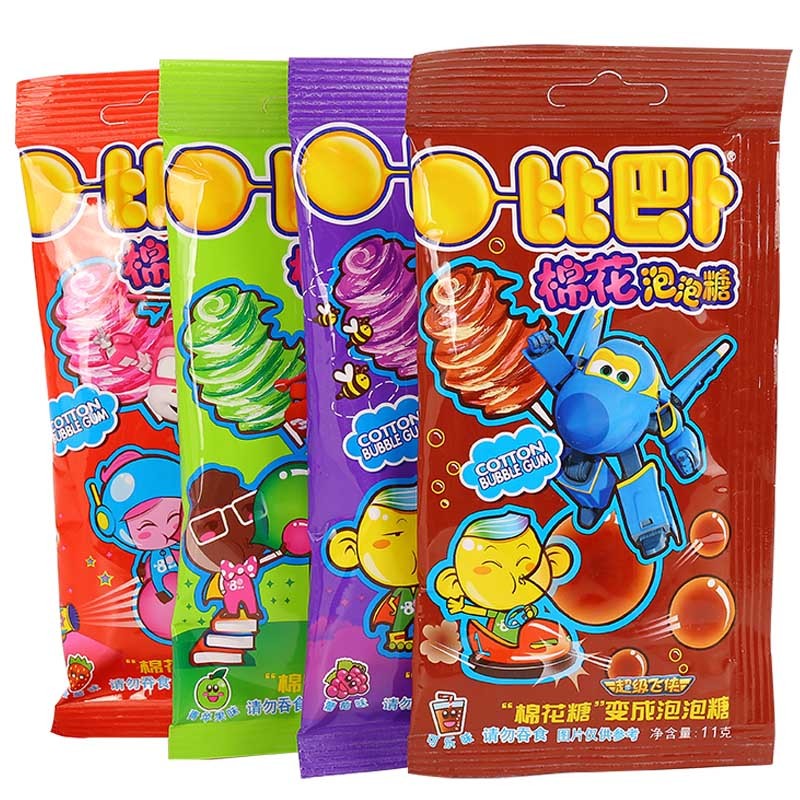 比巴卜棉花泡泡糖11g12包水果味糖果口香糖儿童网红怀旧小零食品整盒