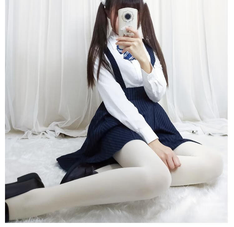 俞兆林白丝袜女萝莉学生洛丽塔lolita袜子日系少女奶白色制服面膜连