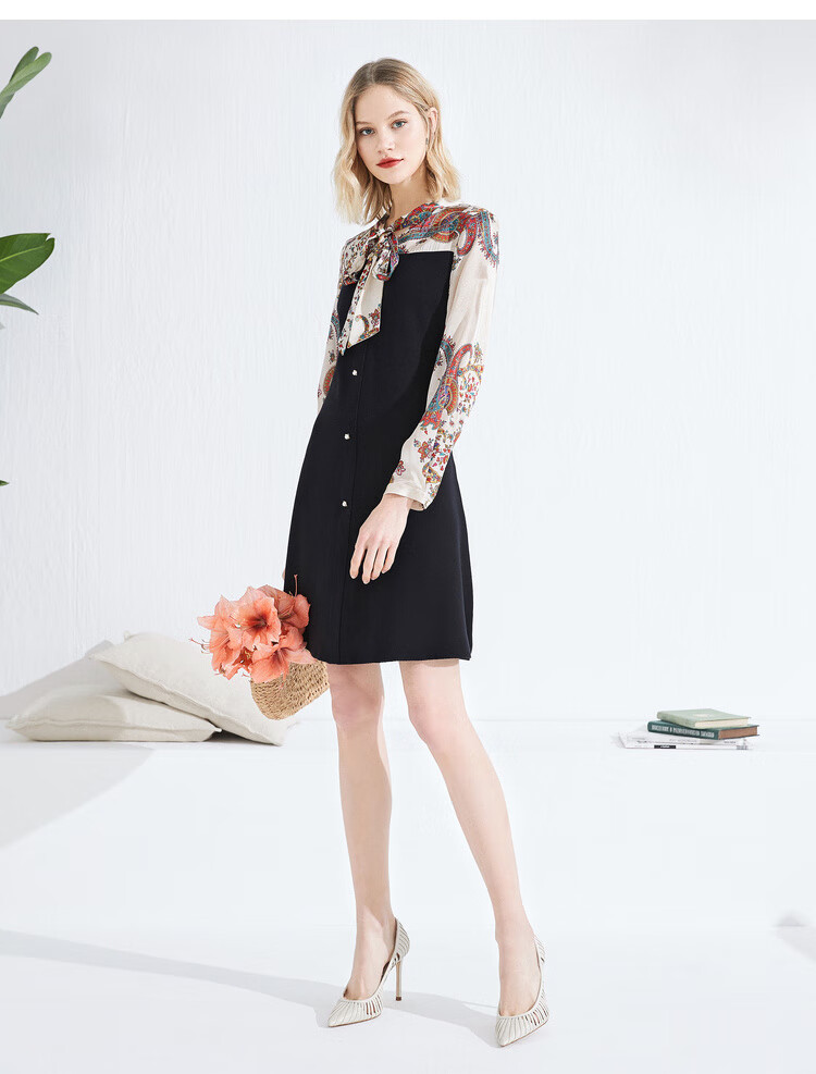 影儿诗篇女装2020春季新款连衣裙 黑色 38【图片 价格 品牌 报价】