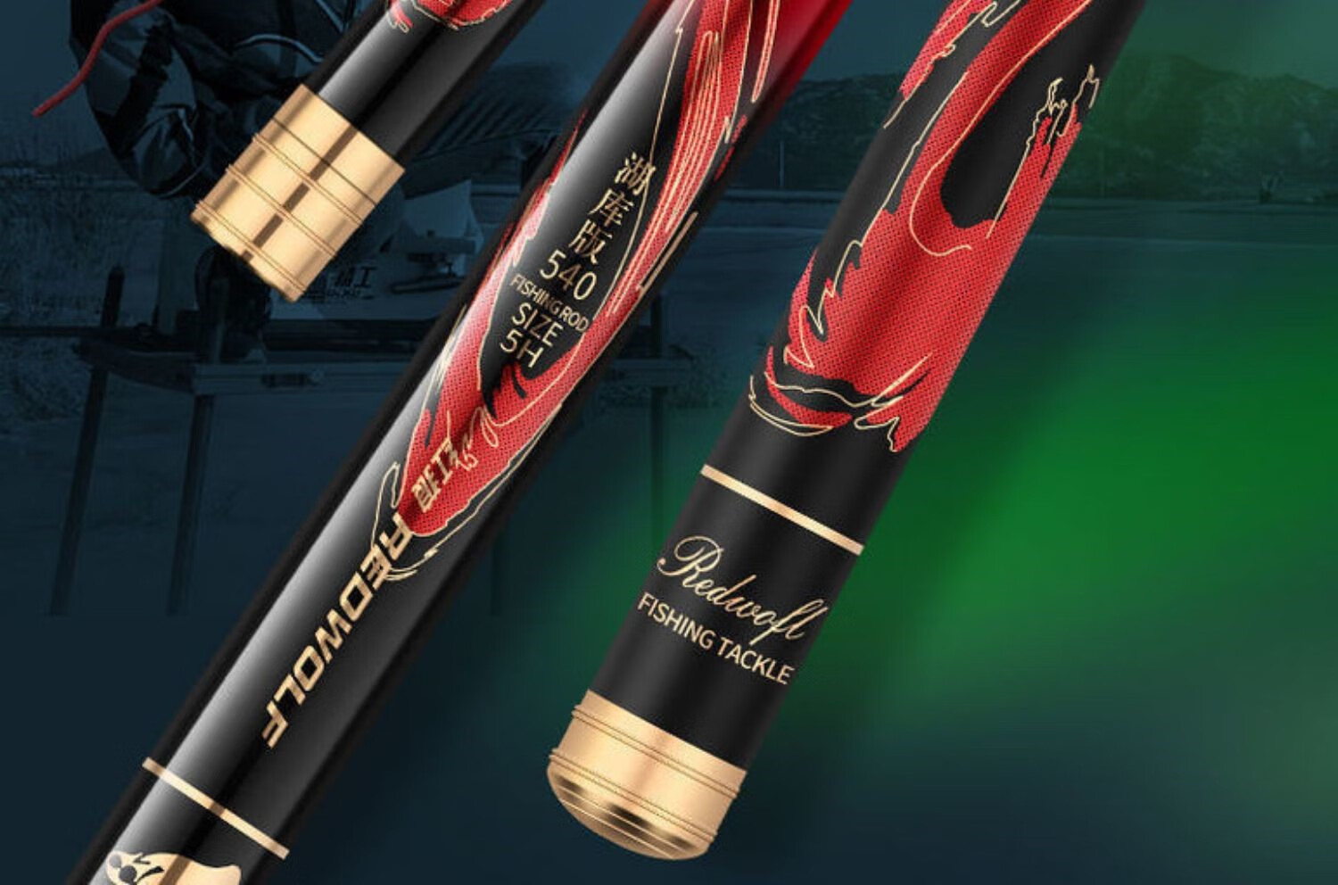 新款冀威红狼5h28调鱼竿超轻超硬碳素8h19调台钓竿钓鱼大物手竿 5h28