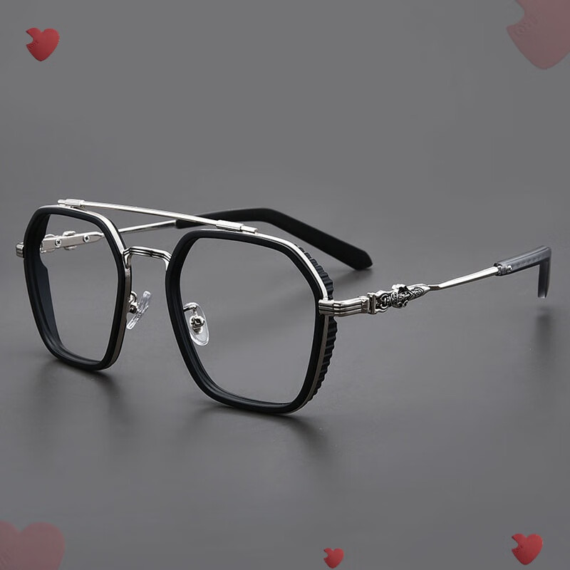 框架之下潮流复古双梁大框变色眼镜可配039 灰枪色 偏光太阳镜片