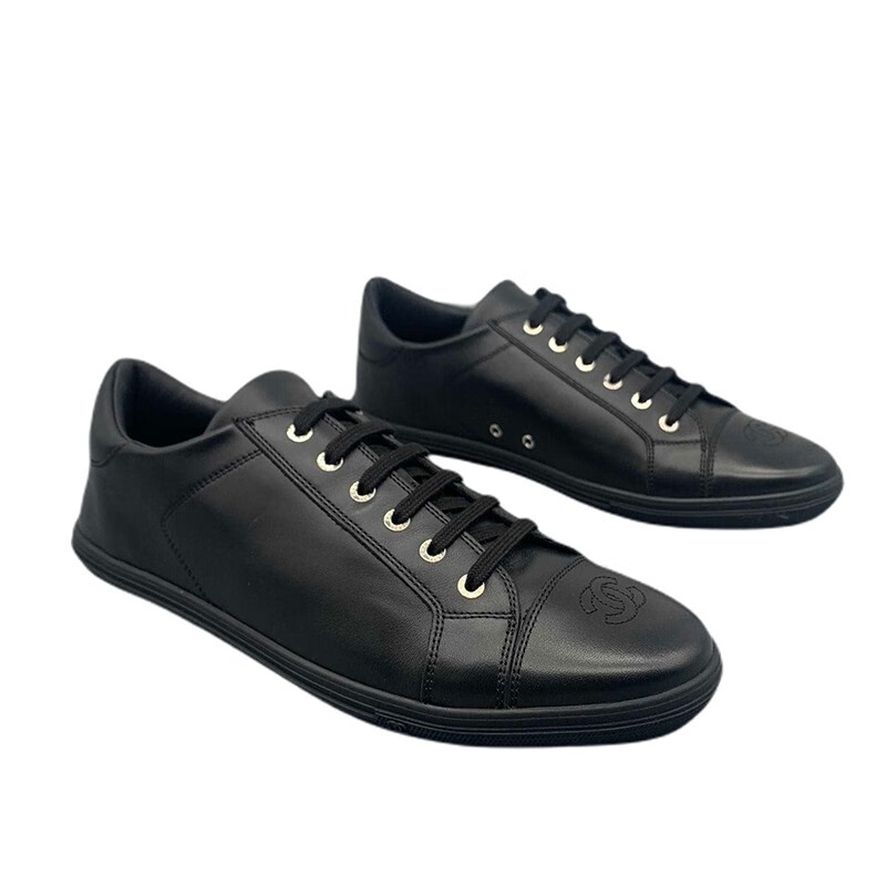 chanel香奈儿男士小牛皮休闲运动鞋at正品国内现货黑色系欧码41