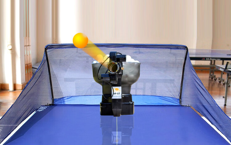 送100只球hp07旋转全台摆头家用智能编程乒乓球发球机回收网深灰色