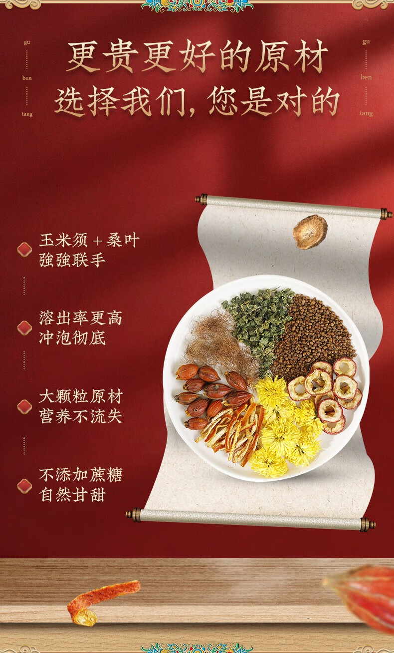 固本堂玉米须桑叶茶苦荞陈皮山楂菊花降栀子桑叶玉米须养生茶饮薏米仁