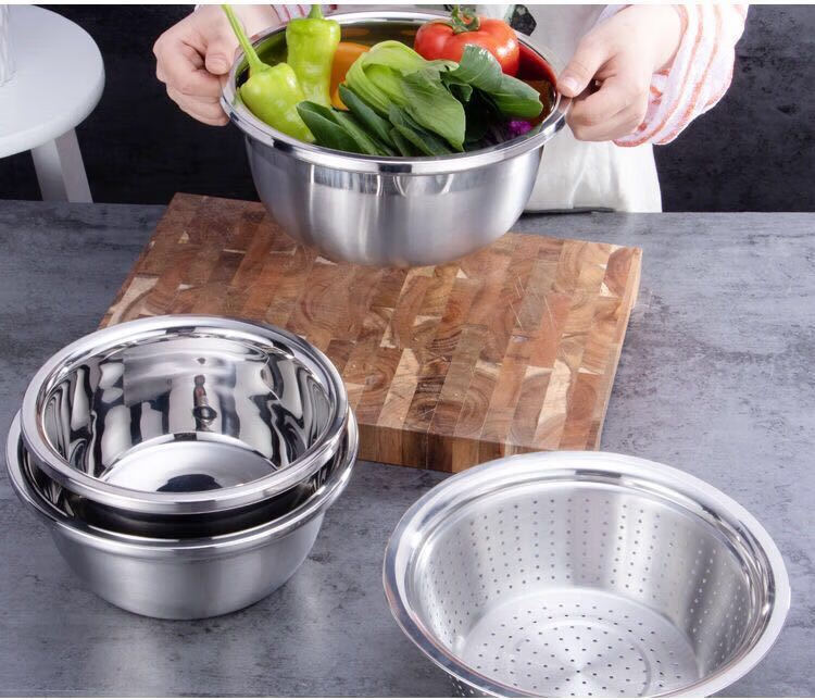 不锈钢套盆不锈钢料理盆五件套304食品级不锈钢盆子厨房汤盆面盆脸盆