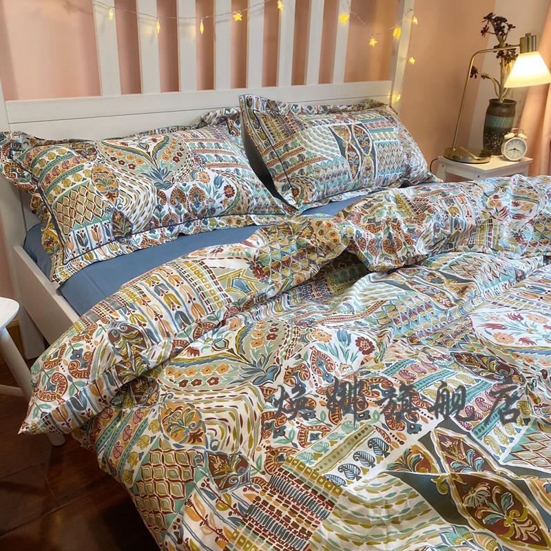 毕加索家纺四件套夏季旧城 retro 波西米亚风四件套 复古民族风斜纹