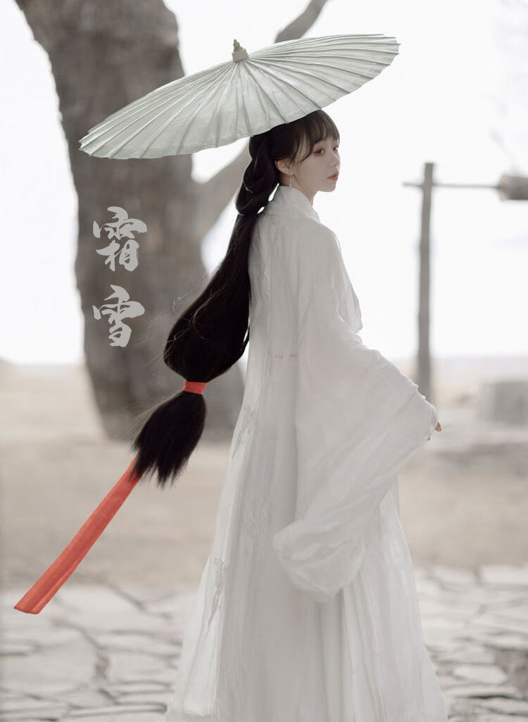 艾诺黛霜雪汉服女成人魏晋风齐腰白色古装神明少女襻膊华服谪仙4件套s