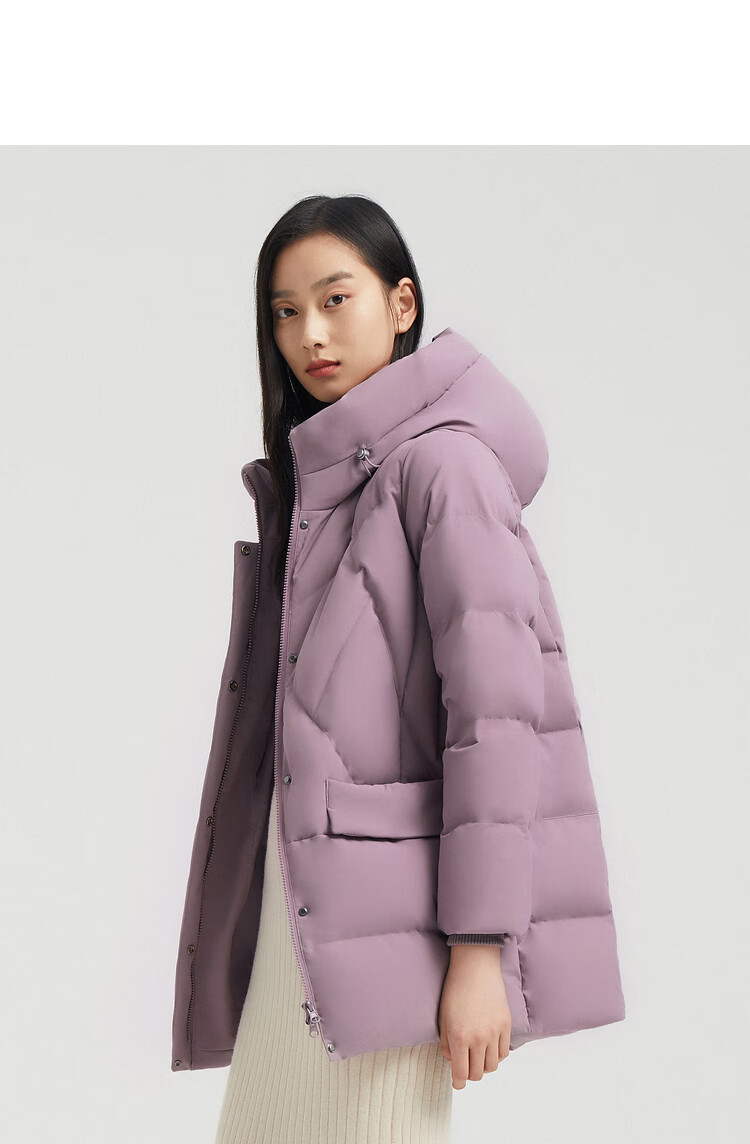 波司登羽绒服2020年新款女中款连帽防风保暖通勤简约b00145122b 深豆
