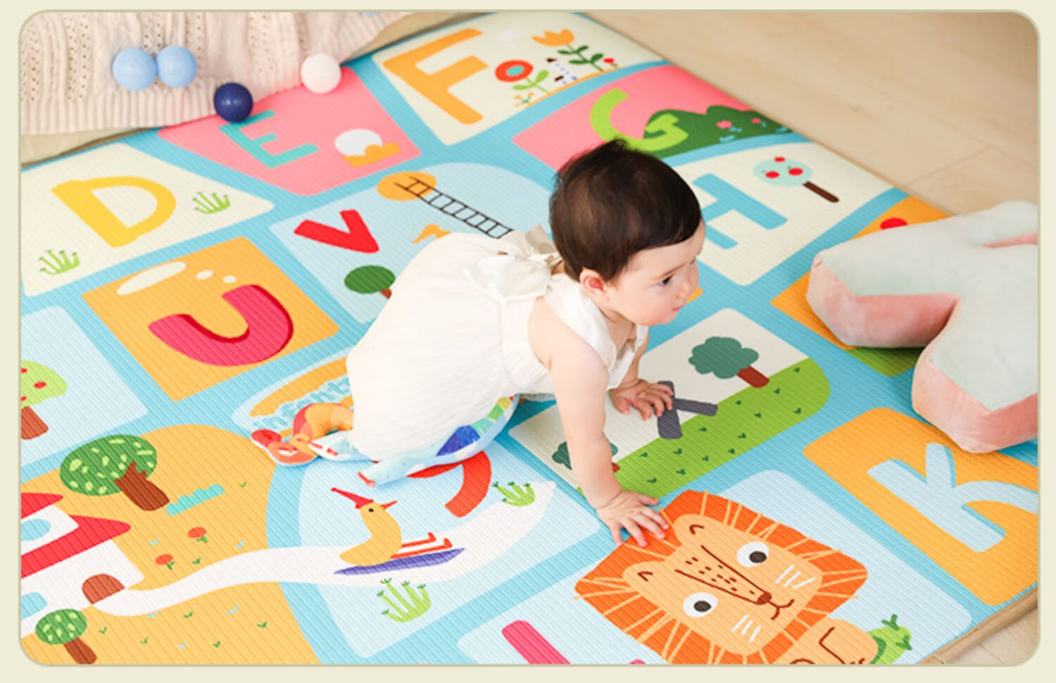 儿童爬行垫爬爬垫加厚家用婴儿布宝宝垫子客厅xpe地垫游戏垫 alphabet