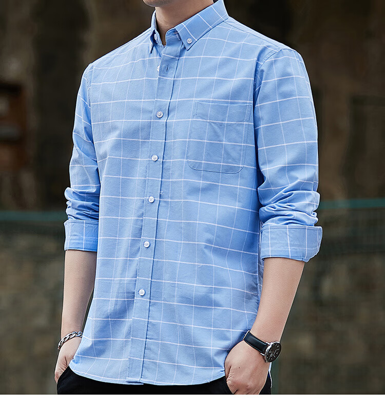 2021春季新款格子衬衫男士长袖休闲衫衣上装韩版潮流帅气打底衬衣