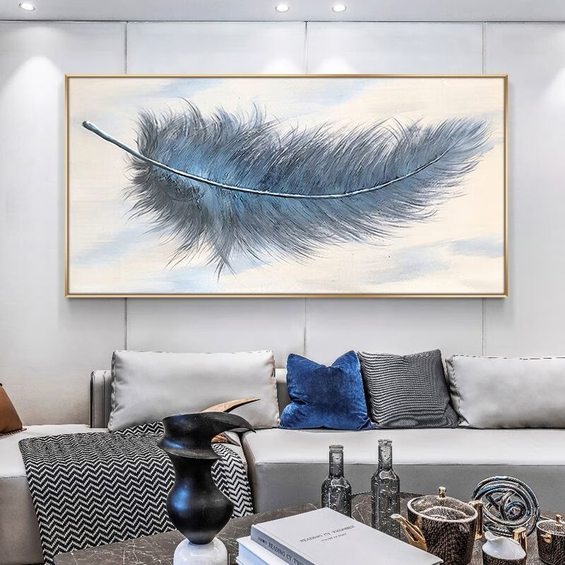 羽毛画轻奢入户玄关装饰画走廊尽头挂画竖版客厅过道玄幻墙面壁画图案