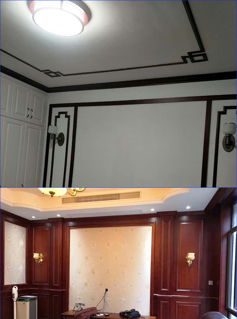 客厅卧室吊顶衣柜顶角线帽头实木木线条天花板阴角线装饰条石膏线 黑