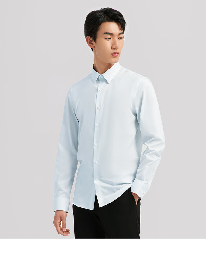 十如仕长袖衬衫男2021新款纯棉免烫衬衫100新疆长绒棉商务休闲衬衣ss