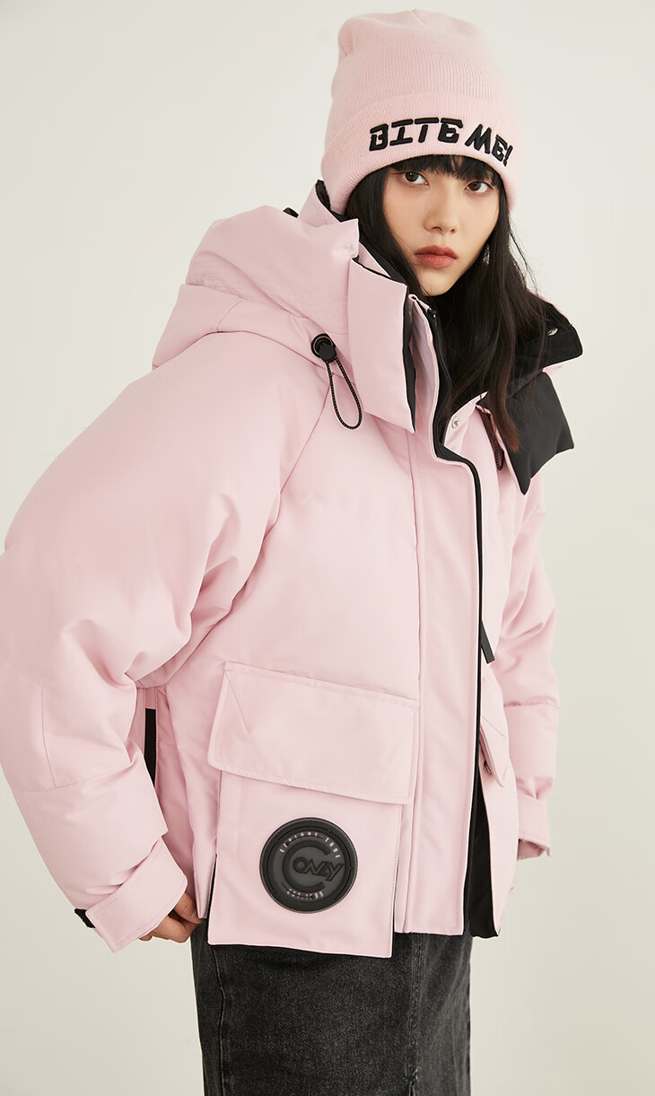 only2021冬季新款90绒时尚潮流连帽工装短款羽绒服女121423052c23中