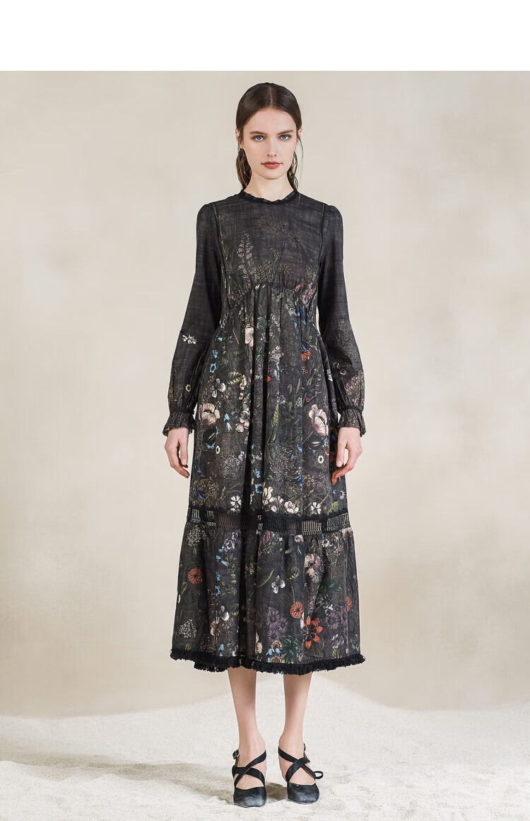 【原创设计】donoratico达衣岩2021春连衣裙(繁花春方好之一) 塞尚