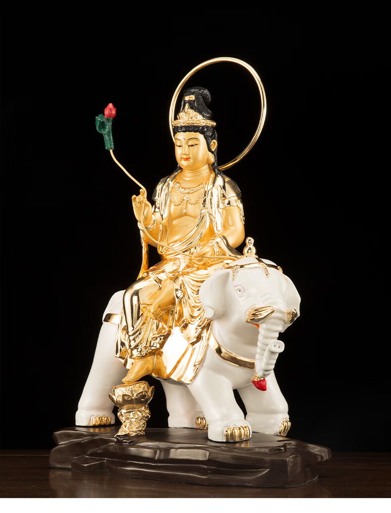 三漫陀文殊菩萨佛像纯铜121619寸华严三圣神像普贤菩萨像家用供奉摆件