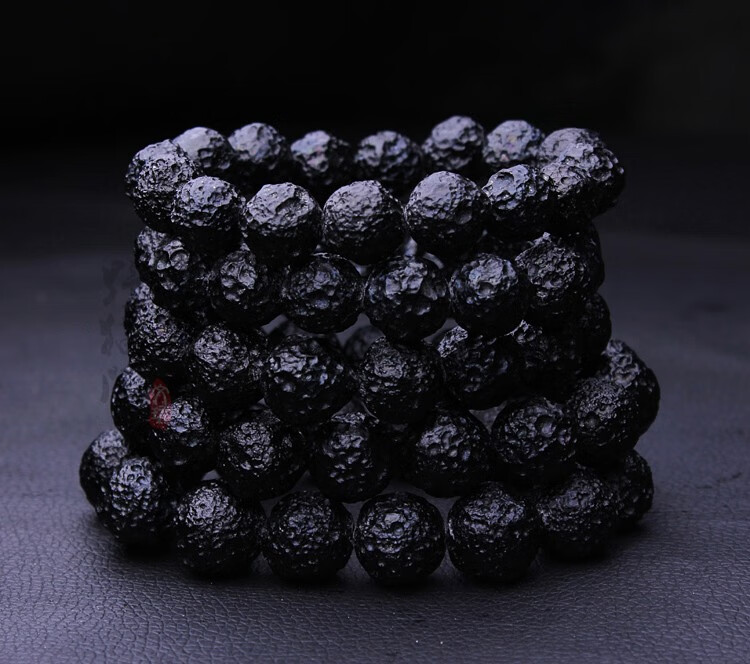 牧思 天然雷公墨陨石手串 陨星原石手链男女款 黑陨矿物能量石消忧郁