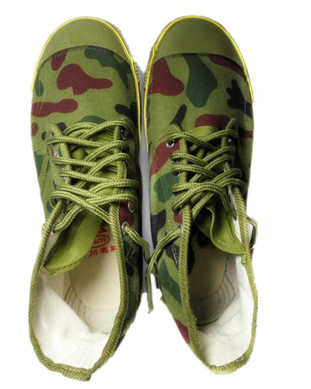 威乐思迷彩胶鞋 征峰橡胶钉底迷彩鞋高帮防滑野外登山鞋解放鞋黄球鞋