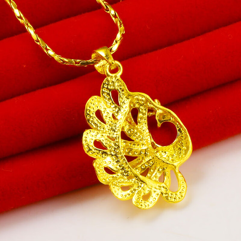 老凤凰款黄金项链吊坠女款999足金孔雀凤凰坠子豪华结婚首饰纯金送礼