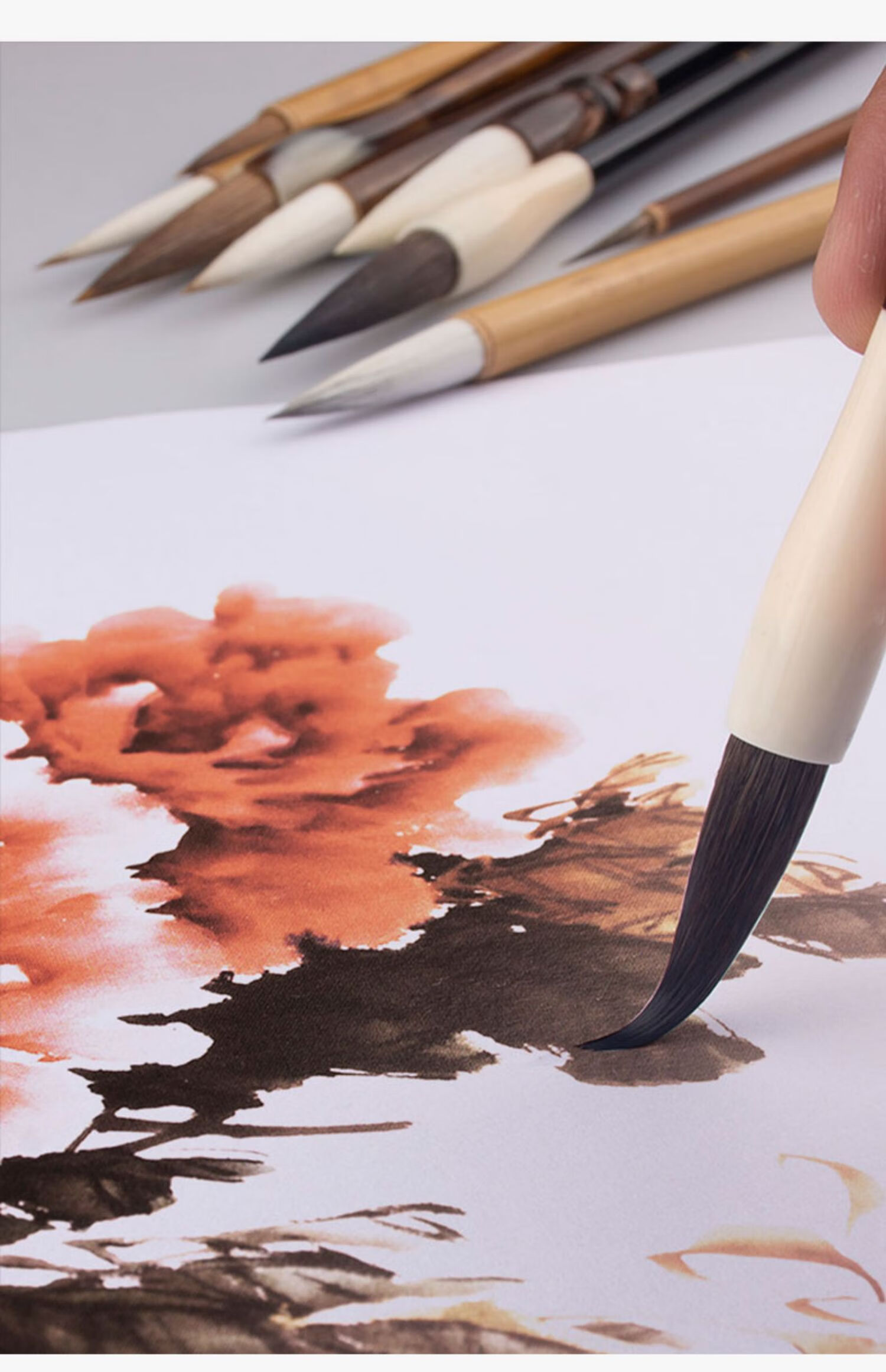 文房国画毛笔套装工笔画中国画山水画写意绘画初学专用水彩勾线笔白描