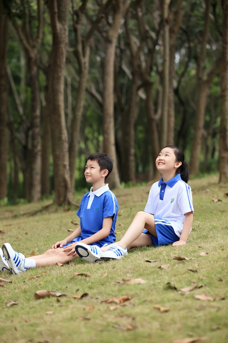 深圳学生上学装备深圳莎臣豹校服小学生夏季运男运动服上衣短裤155cm