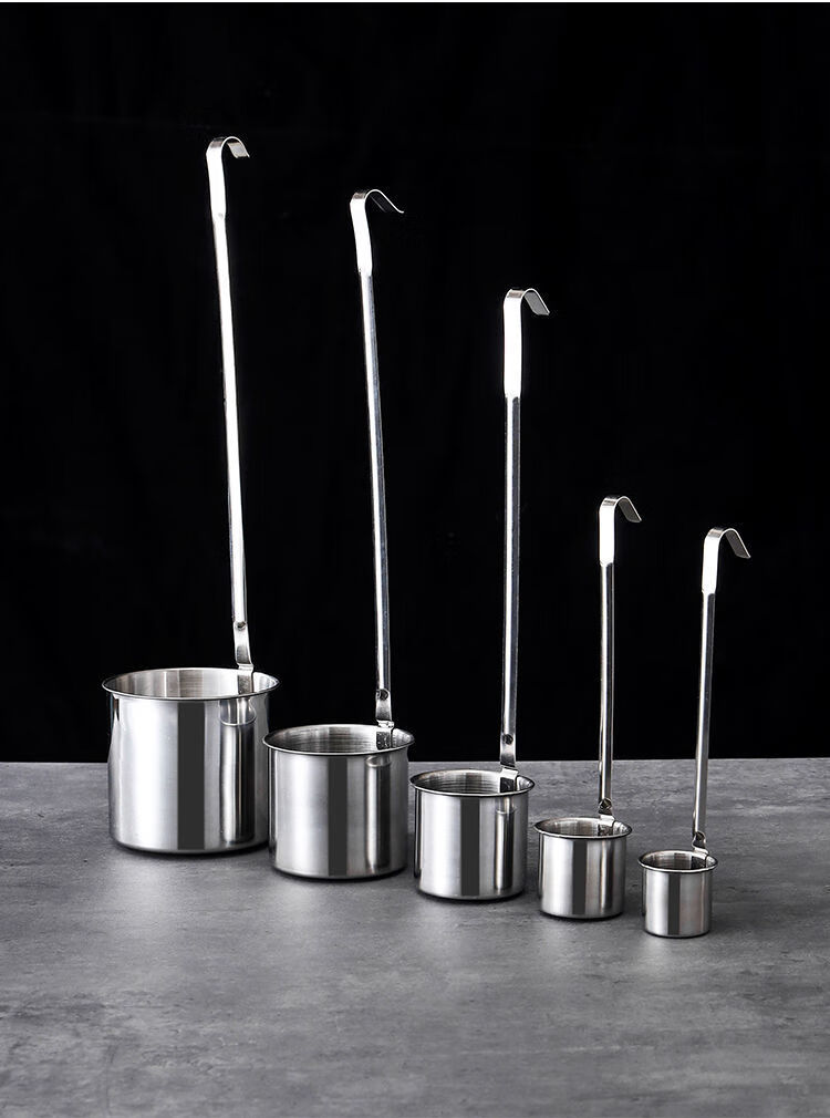 不锈钢酒提子打酒器加厚酒勺子小口径漏斗酒吊子油提长柄酒勺特厚扁柄