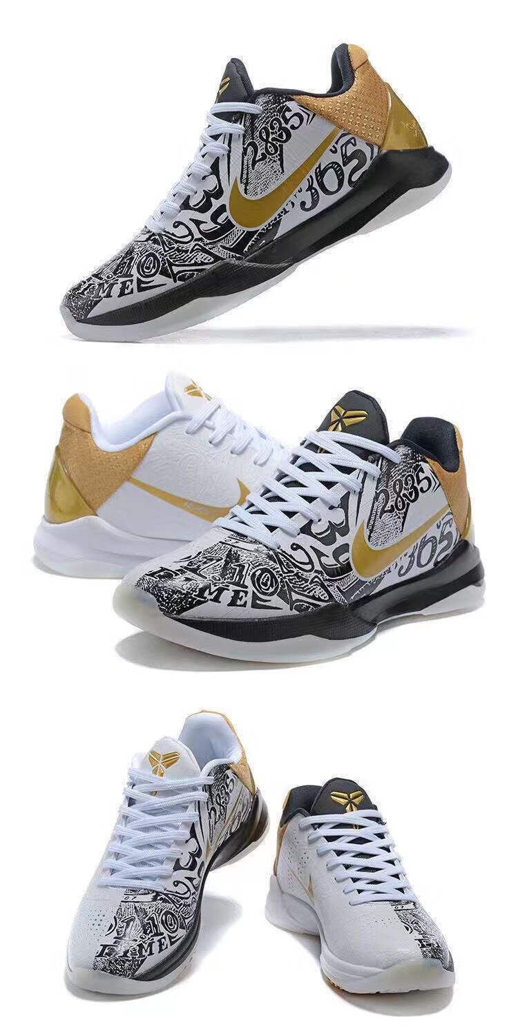 纪觅新款科比5代篮球鞋kobe5鸳鸯黑白李小龙黑黄李小龙气垫耐磨实战