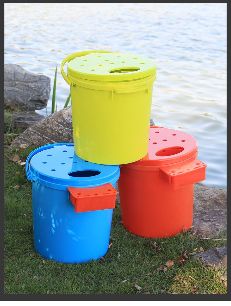 加厚钓鱼桶可坐野钓桶便携式手提桶钓鱼水桶钓箱钓凳鱼护桶装鱼桶方箱