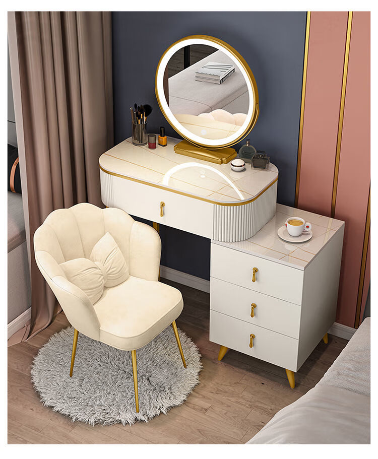 轻奢梳妆台卧室现代简约高档北欧网红ins风化妆桌小户收纳一体80桌816