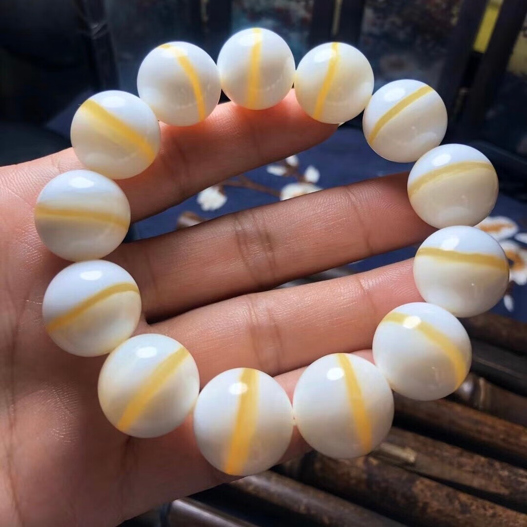 顶盈金丝贝手串正金线太极佛珠散贝壳珠项链挂件男女朋友生日礼物10mm