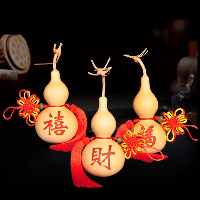 家居大葫芦摆件激光雕刻小葫芦挂件饰品福禄寿喜财悬挂带龙头葫芦净高