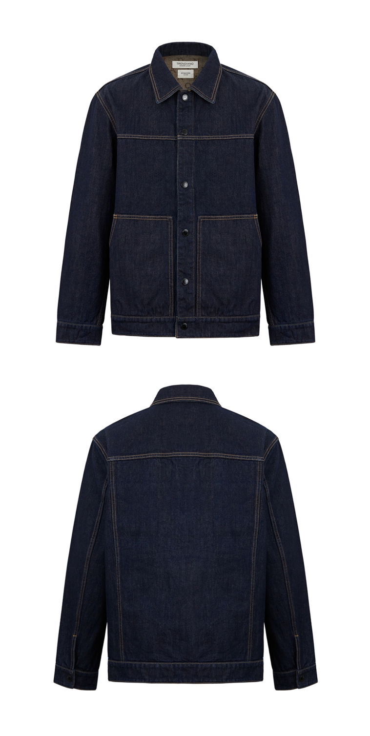 trendiano潮牌冬季男装纯棉工装夹克牛仔外套3re4094010 深蓝650 m