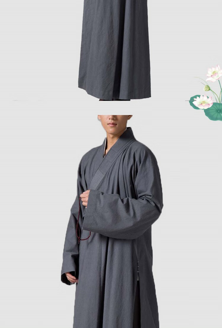 恒源祥品牌高档男装棉麻布衣禅修僧服和尚僧衣汉服斜襟长衫春秋长褂