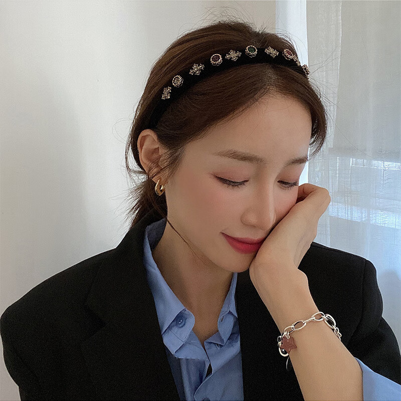 核传 韩国时尚简约巴洛克复古水钻发箍潮流个性头箍发卡ins成人发饰女