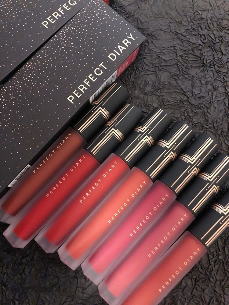 完美日记(perfect diary) 唇釉天鹅绒女v01 v07口红哑光雾面不沾杯不